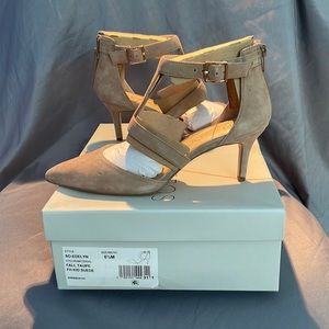 Sole Society Edelyn  Fall Taupe , FH Kid Suede womens  heeled shoes, size 6.5